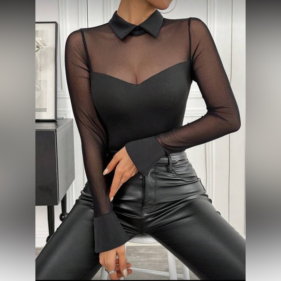 Elegant Black Sheer Women's Top - Picture 1 of 6